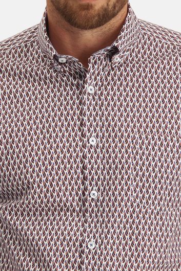 Overhemd State of Art bruin geprint Regular Fit