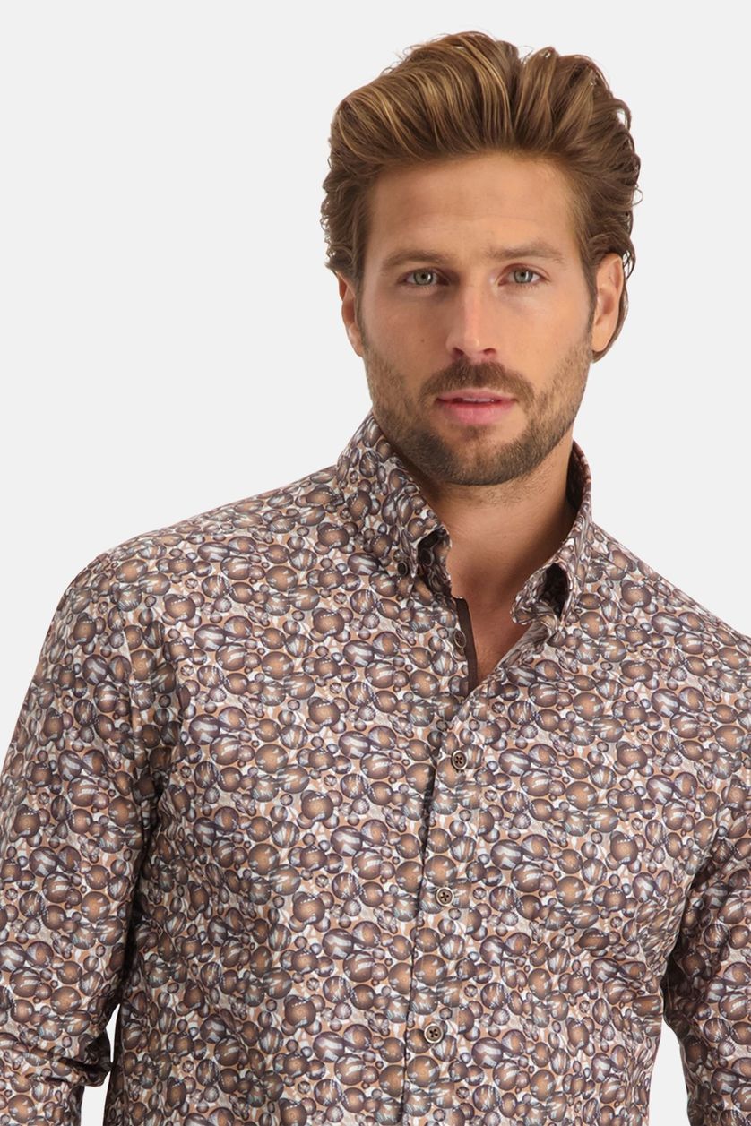 State of Art casual shirt bruin print