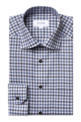 Eton Blauw geruit overhemd Eton Classic Fit