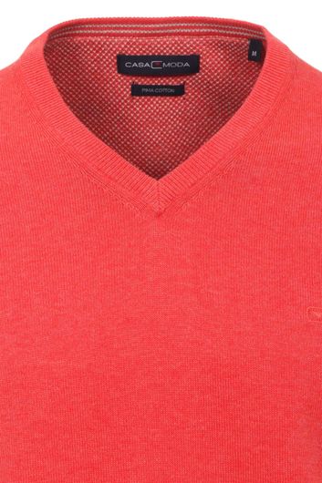 Casa Moda trui met v-hals rood gemeleerd