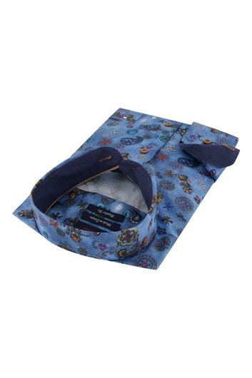 Portofino overhemd Regular Fit donkerblauw dessin