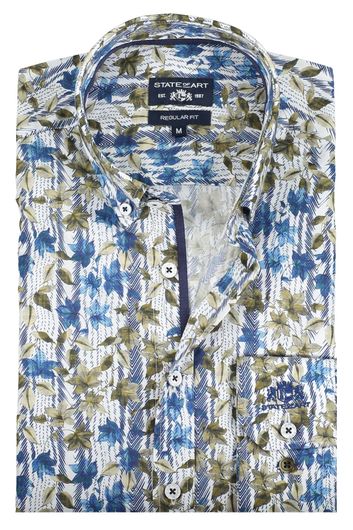 Casual State of Art overhemd wijde fit bladprint katoen