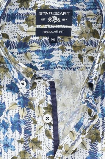 Casual State of Art overhemd wijde fit bladprint katoen