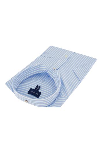 Gant casual overhemd korte mouw wijde fit lichtblauw gestreept katoen