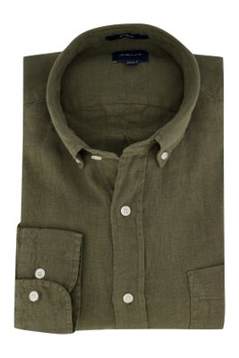 Gant Overhemd Gant button down groen linnen