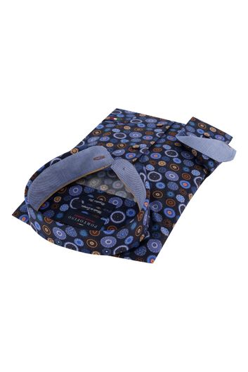Overhemd Portofino donkerblauw print Regular Fit