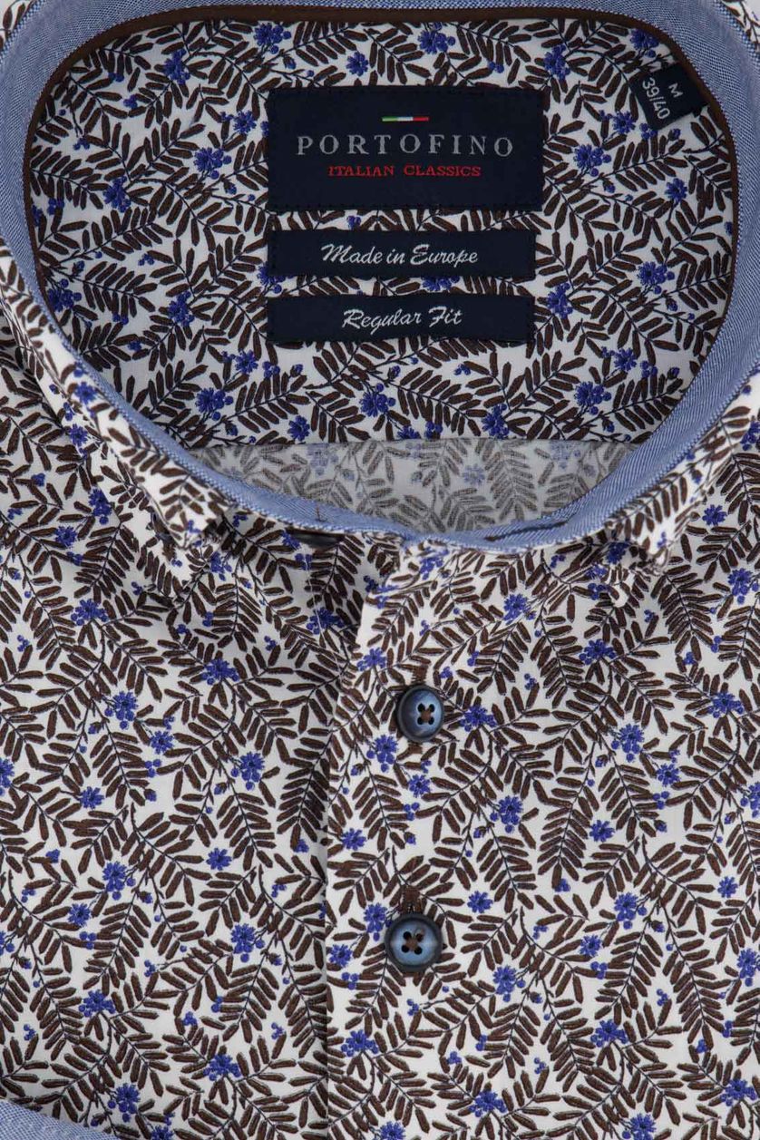 Portofino overhemd bladeren Regular Fit
