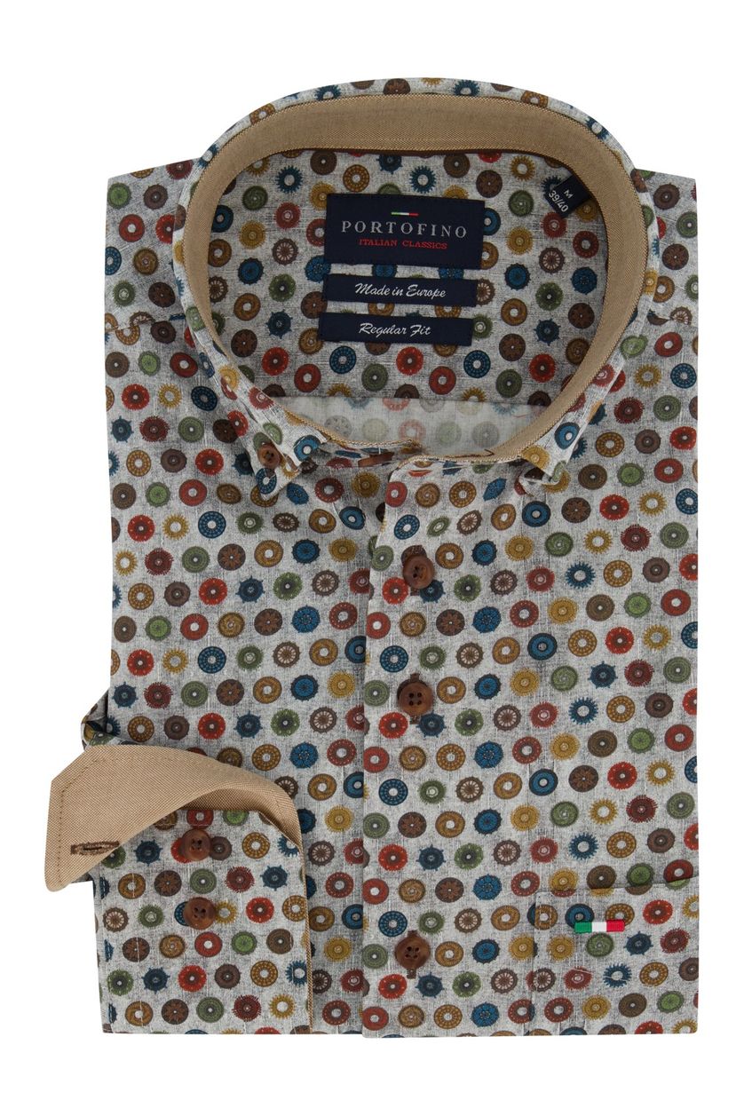 Regular Fit overhemd Portofino grijze print