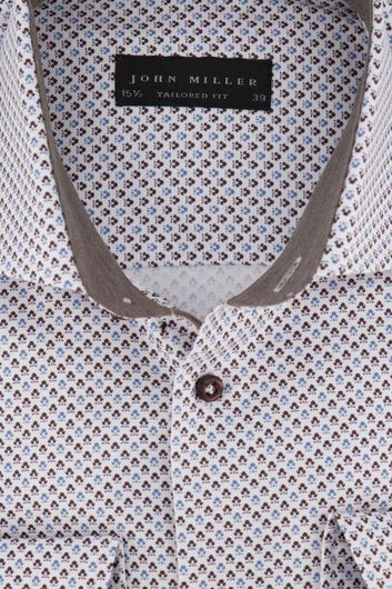 John Miller overhemd wit print Tailored Fit