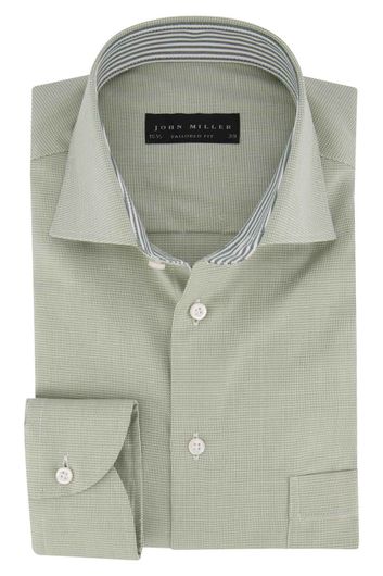 Overhemd John Miller groen patroon Tailored Fit