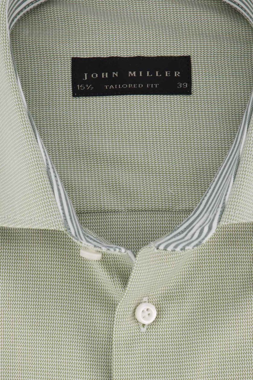 John Miller business overhemd groen geprint Tailored Fit katoen