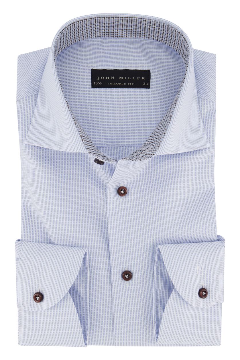 John Miller business overhemd John Miller Tailored Fit normale fit lichtblauw geprint katoen