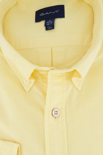 Gant casual overhemd normale fit geel effen katoen