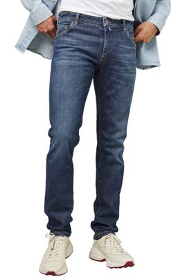 Meyer Meyer nette jeans blauw effen denim 5-pocket model
