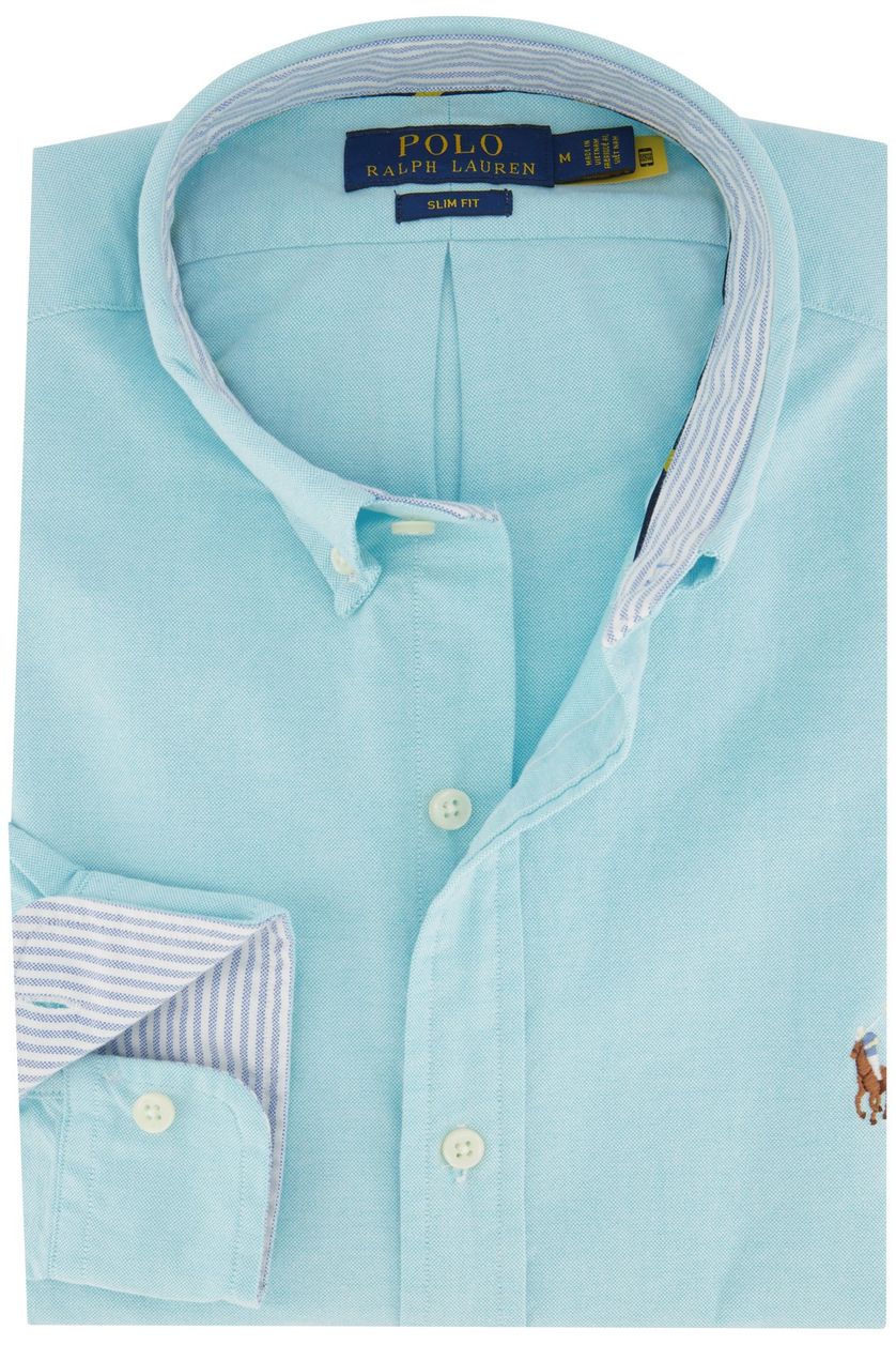 Polo Ralph Lauren Big & Tall overhemd Slim Fit lichtblauw effen katoen