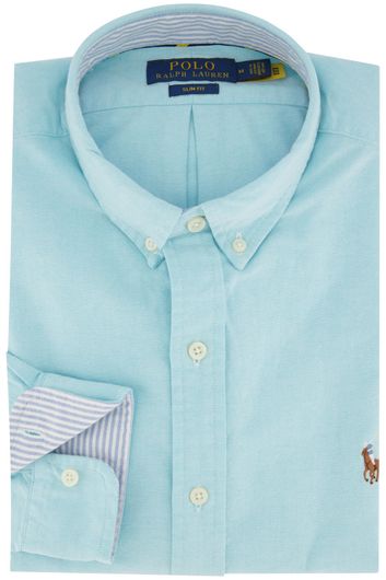 Polo Ralph Lauren Big & Tall overhemd Slim Fit lichtblauw effen 100% katoen