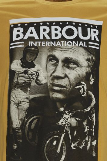 T-shirt Barbour goud met opdruk