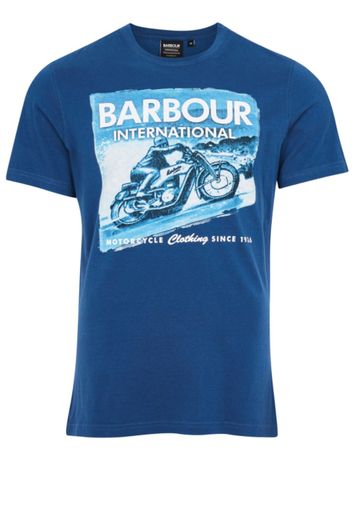 T-shirt Barbour blauw met opdruk