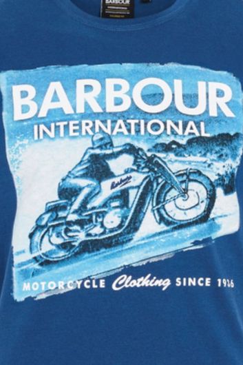 T-shirt Barbour blauw met opdruk
