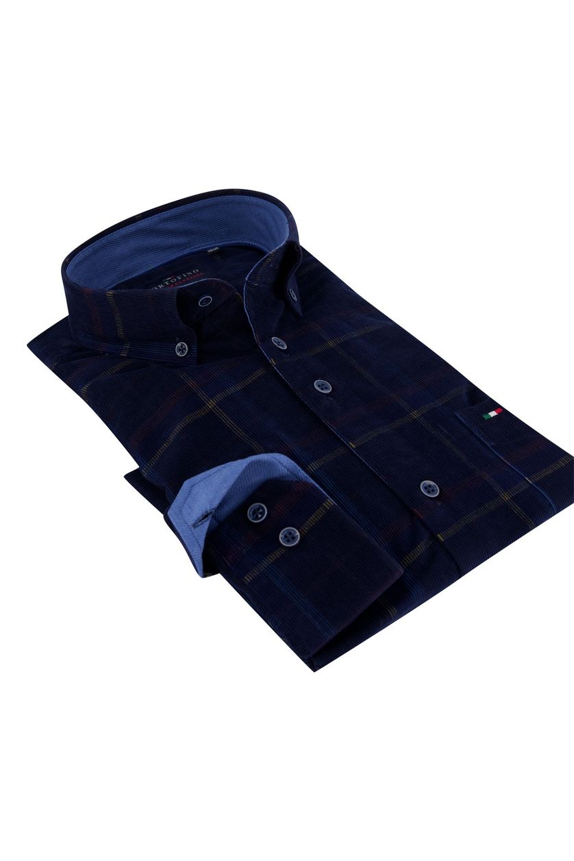 Overhemd Portofino donkerblauw geruit Reguar Fit