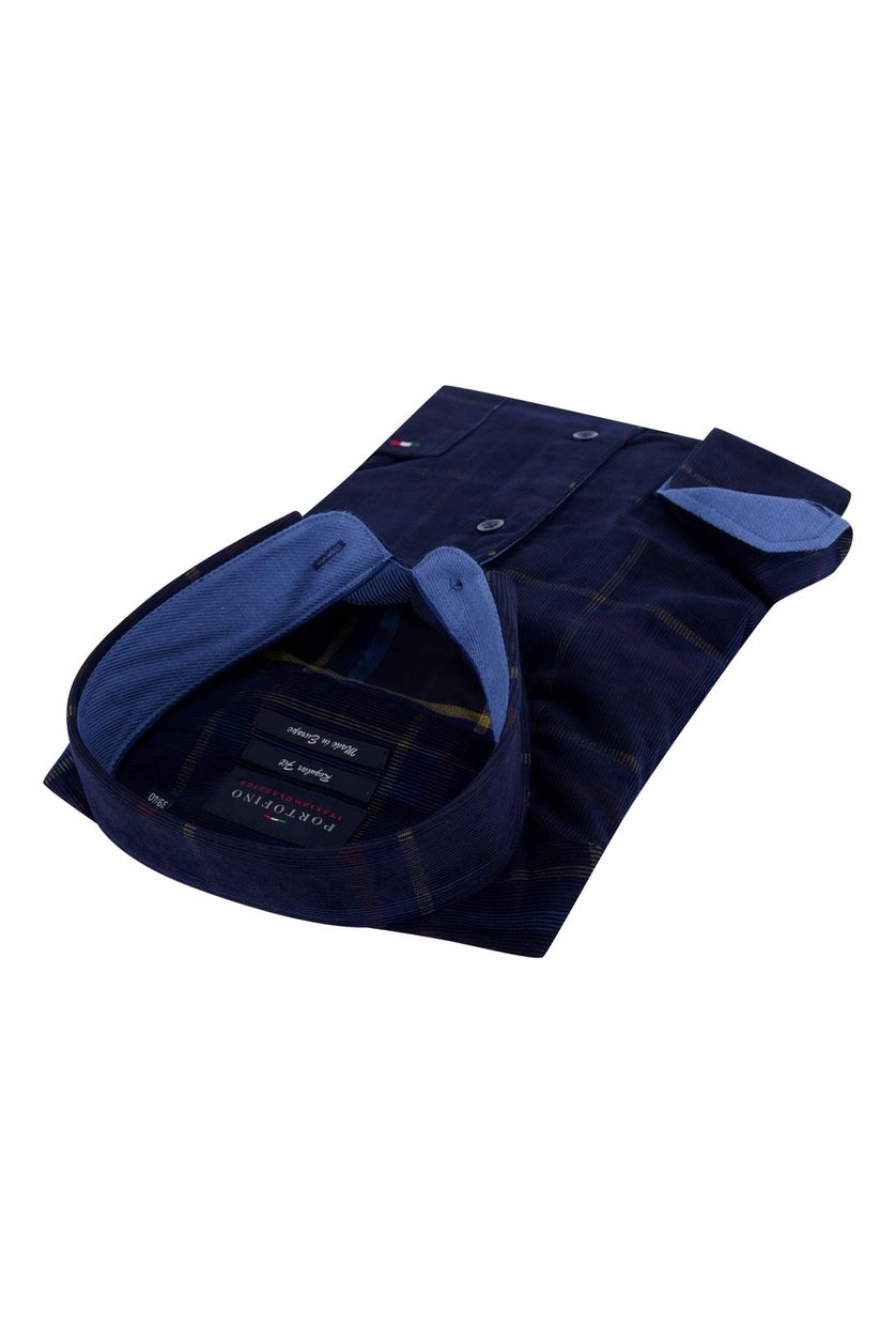 Overhemd Portofino donkerblauw geruit Reguar Fit