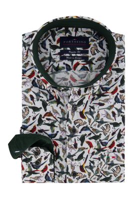 Portofino Overhemd Regular Fit Portofino vogel print
