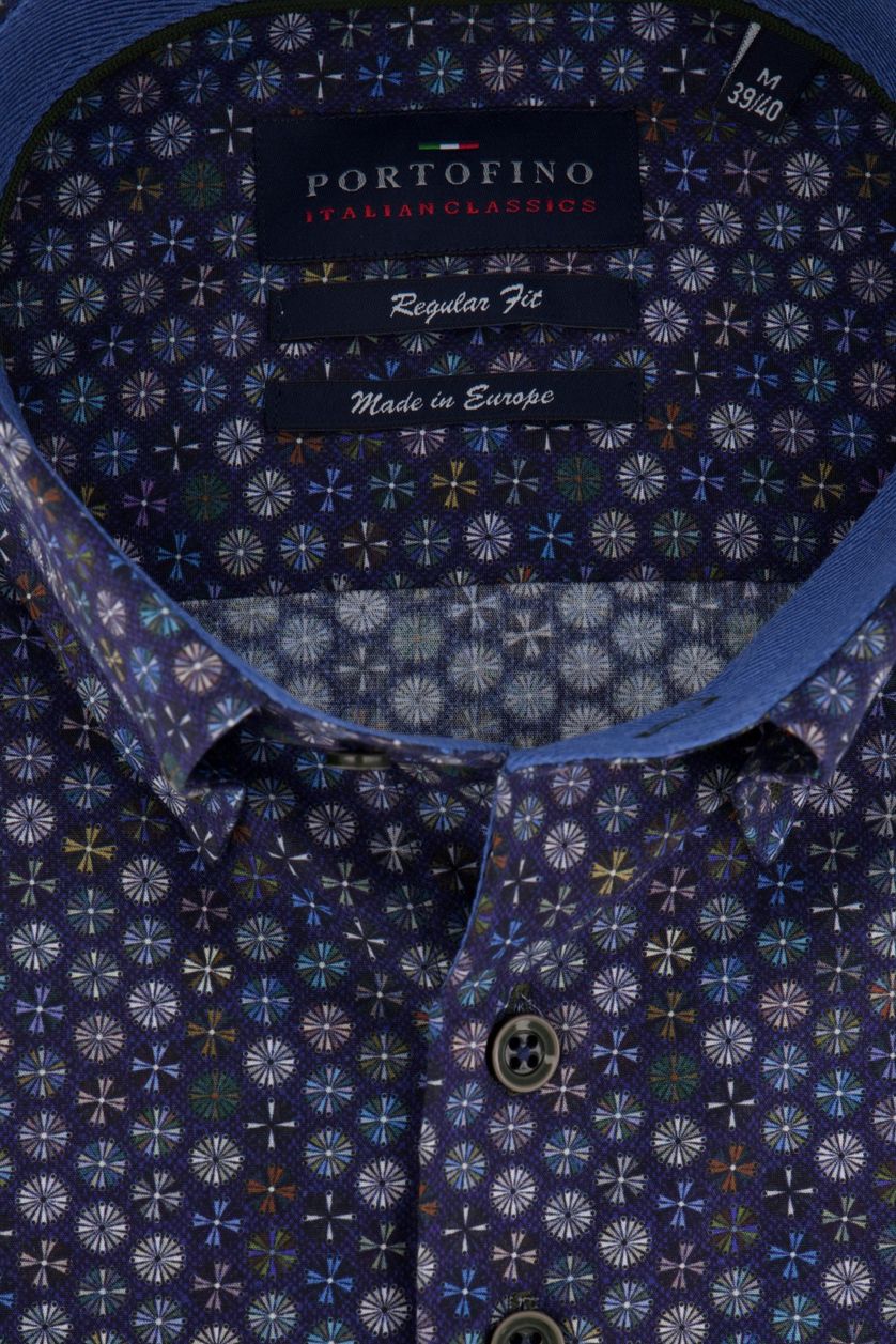 Portofino overhemd donkerblauw dessin Regular Fit