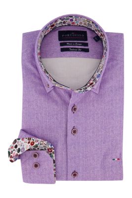 Portofino Mouwlengte 7 overhemd Portofino paars Tailored Fit