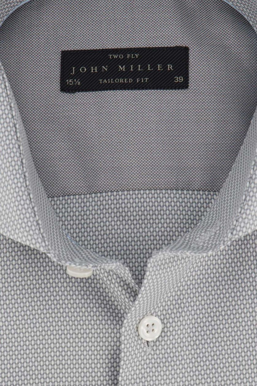 John Miller business overhemd John Miller Tailored Fit normale fit grijs geprint katoen