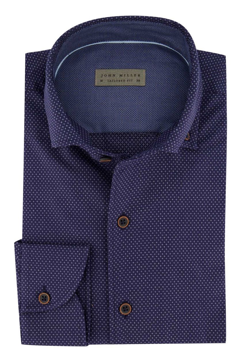 John Miller business overhemd John Miller Tailored Fit normale fit donkerblauw geprint 