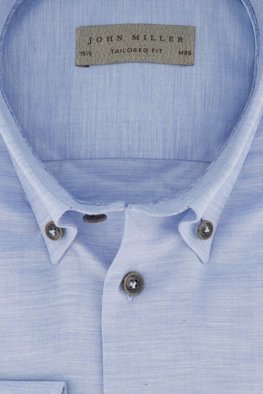 John Miller zakelijk overhemd Tailore Fit normale fit lichtblauw effen katoen