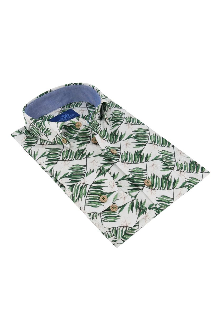 Eden Valley overhemd groen blad motief Regular Fit