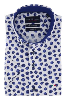 Portofino Korte mouwen overhemd Portofino Regular Fit blauw met print