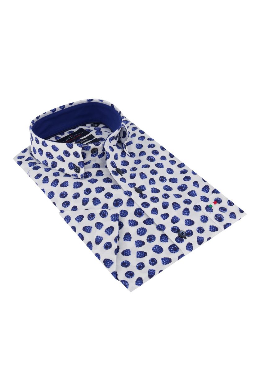 Korte mouwen overhemd Portofino Regular Fit blauw met print