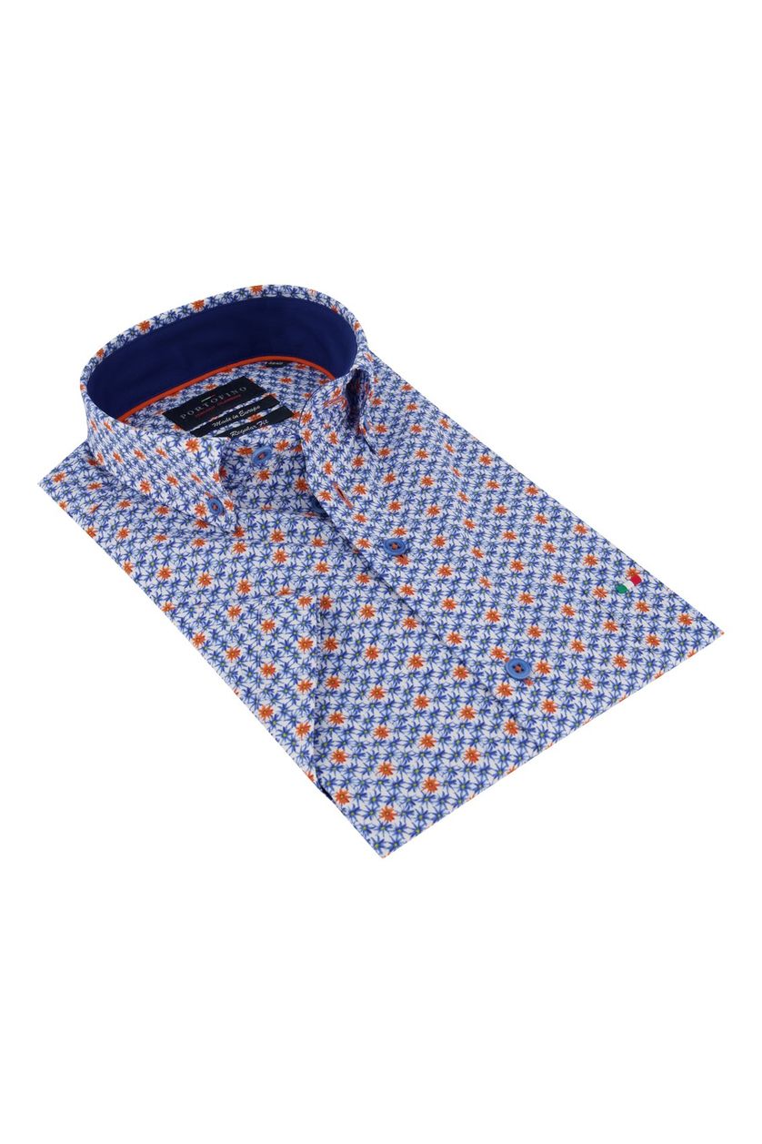 Regular Fit Portofino verhemd korte mouwen blauw
