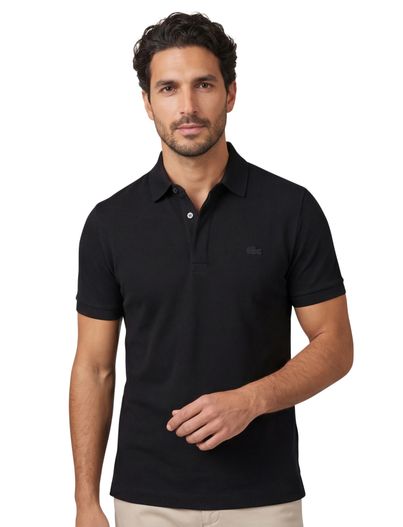 Lacoste Lacoste polo zwart 3-knoops katoen regular fit