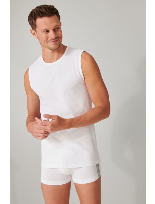 Witte tanktop siglet heren Schiesser