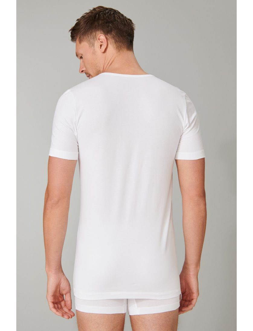 Schiesser t-shirt effen wit 2-pack v hals 95/5