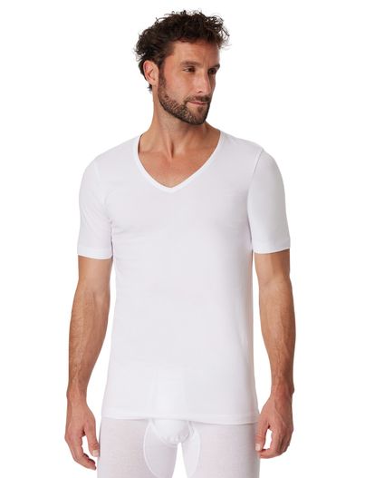 Schiesser Schiesser t-shirt effen wit 2-pack v hals 95/5