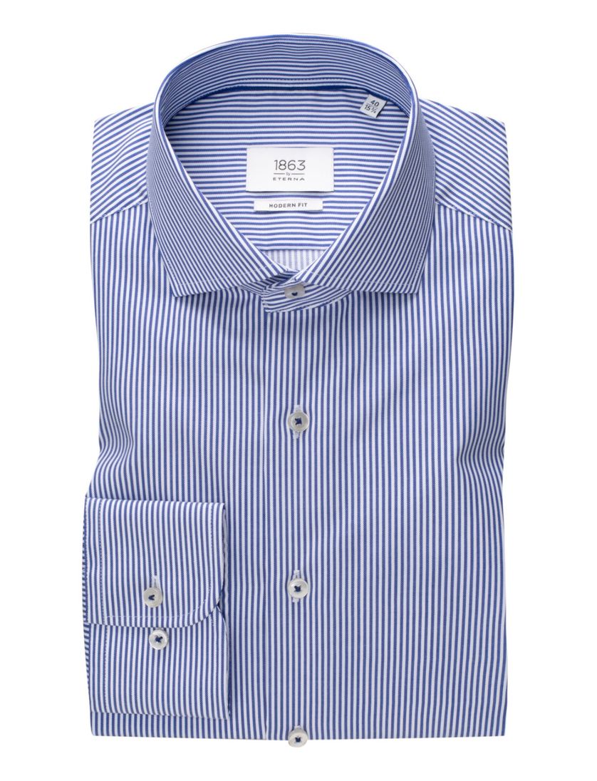 Eterna 1863 overhemd Modern Fit blauw wit