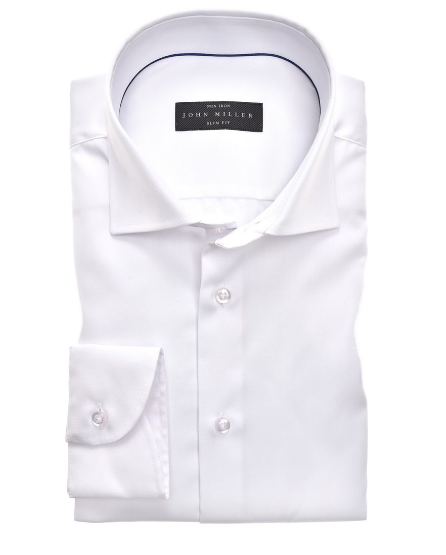 John Miller overhemd Slim Fit strijkvrij wit