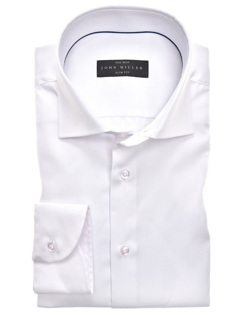 Overhemd John Miller strijkvrij wit Slim Fit