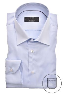 John Miller John Miller overhemd wijde fit lichtblauw effen katoen