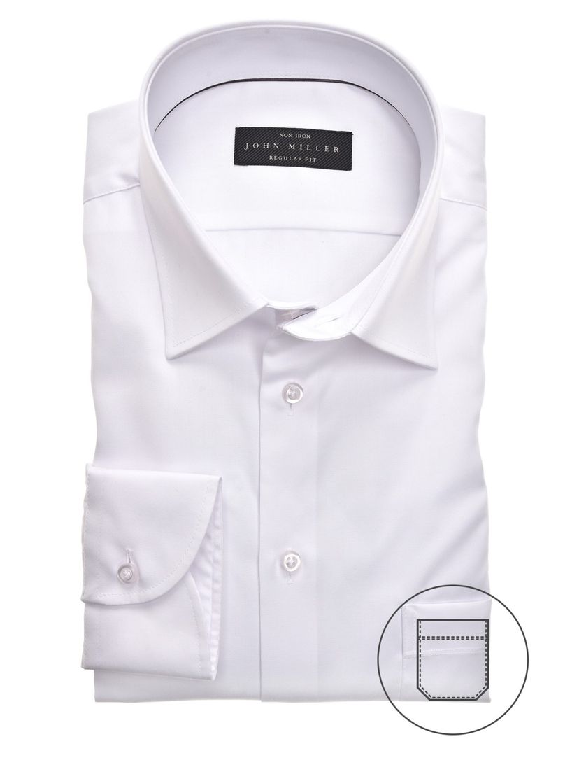Overhemd John Miller wit Regular Fit strijkvrij
