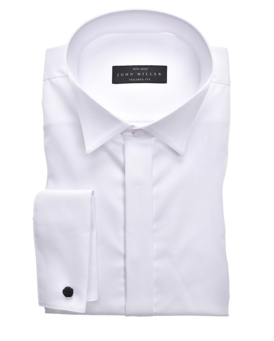 John Miller business overhemd anti kreuk wit effen katoen