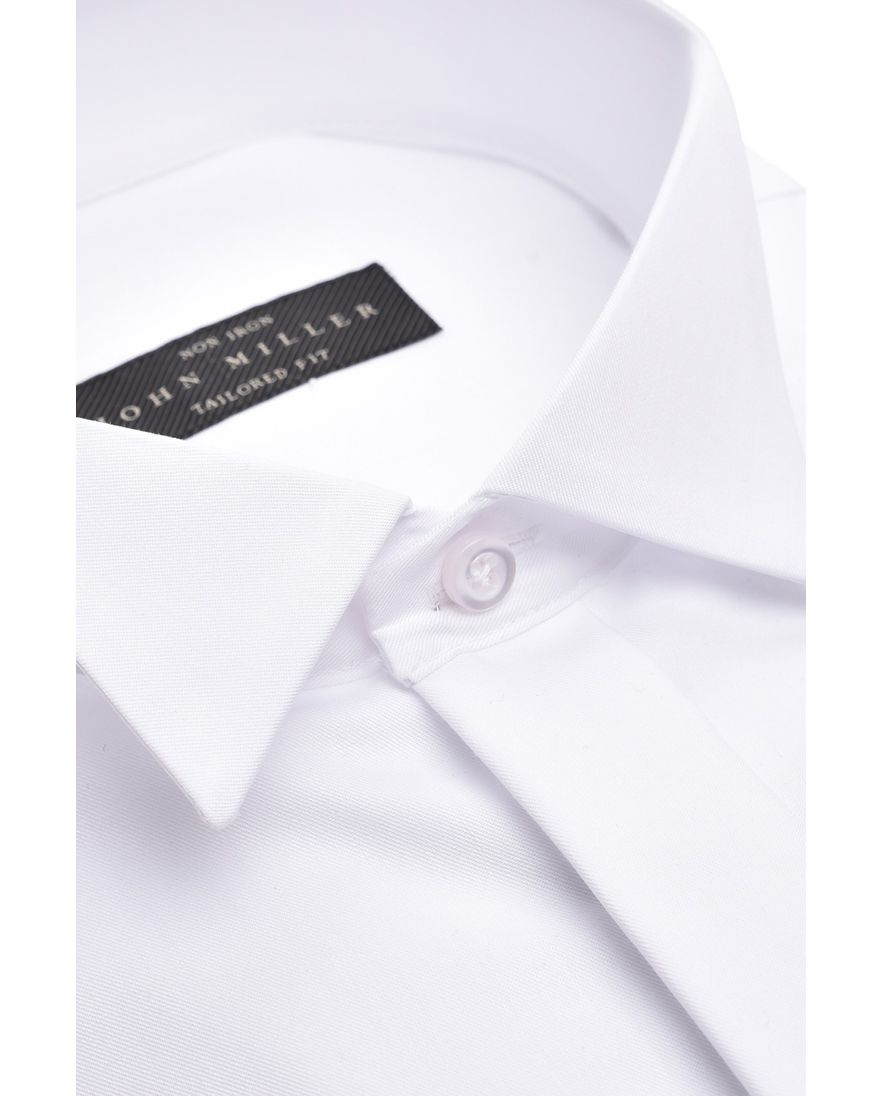 John Miller business overhemd anti kreuk wit effen katoen