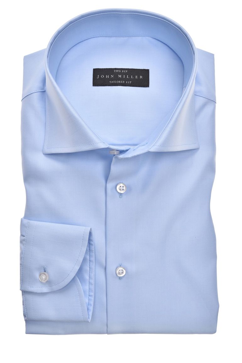 John Miller business overhemd John Miller Tailored Fit normale fit blauw effen katoen