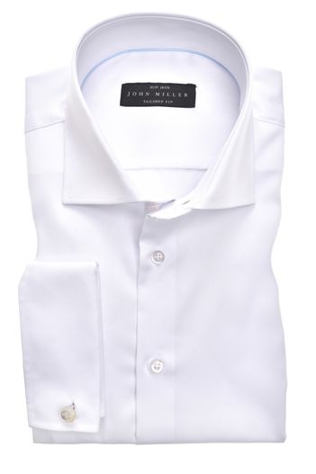John Miller John Miller overhemd mouwlengte 7 John Miller Tailored Fit wit effen wide spread boord