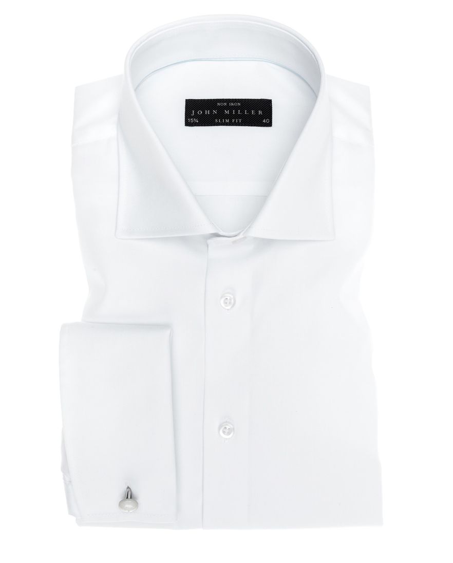 John Miller dubbele manchet overhemd wit