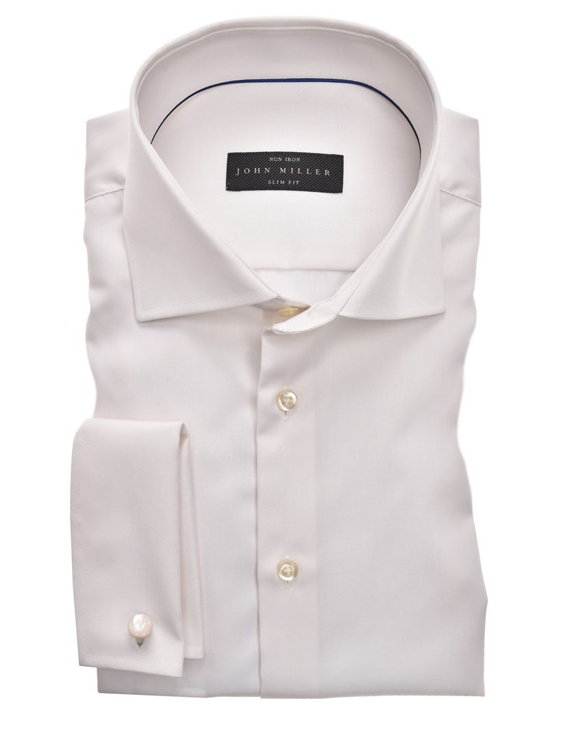 John Miller overhemd Tailored Fit ecru strijkvrij